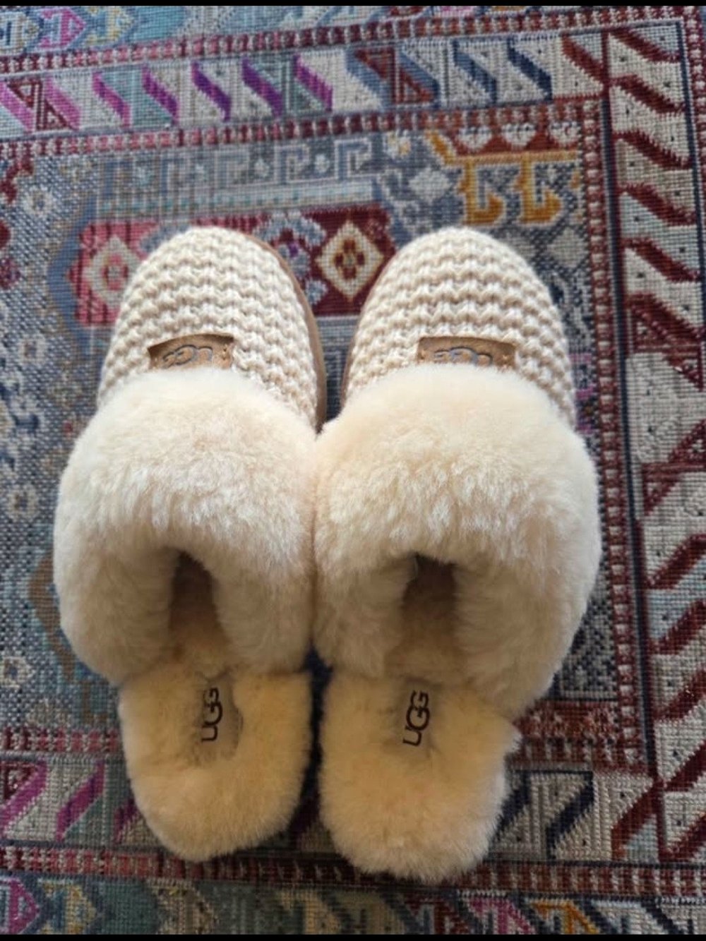 UGG Women's Cream Knit Slippers - Picture 3 of 10